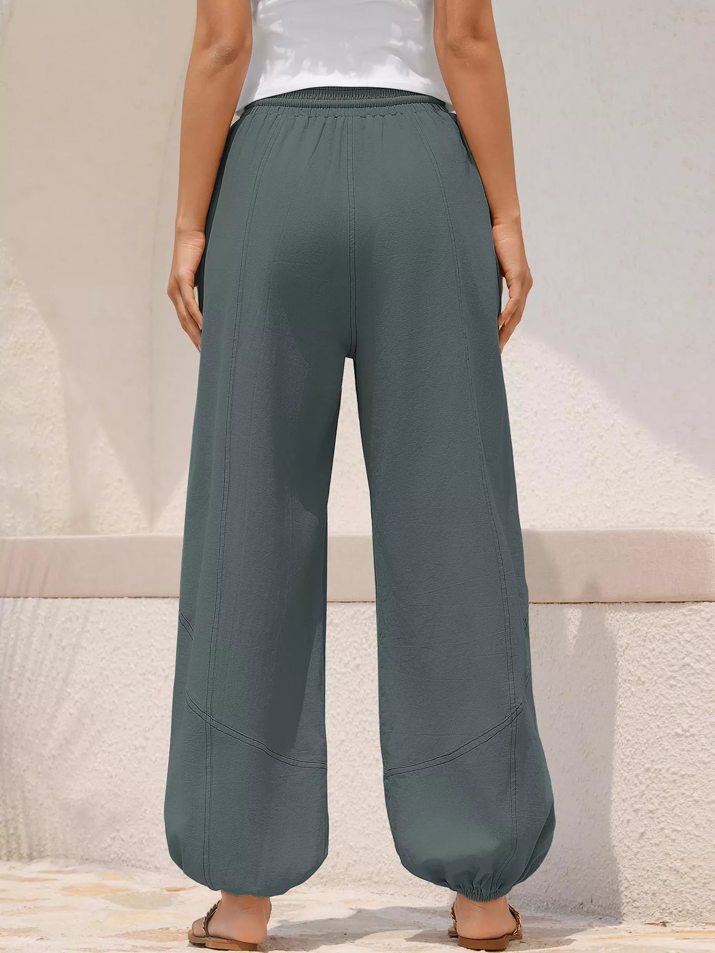 Casual Loose Fit Drawstring Waist Harem Joggers