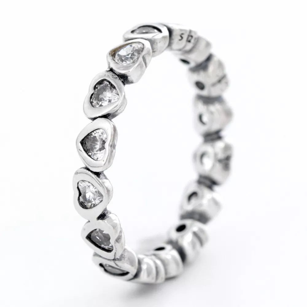 925 Sterling Silver Zircon Heart Ring