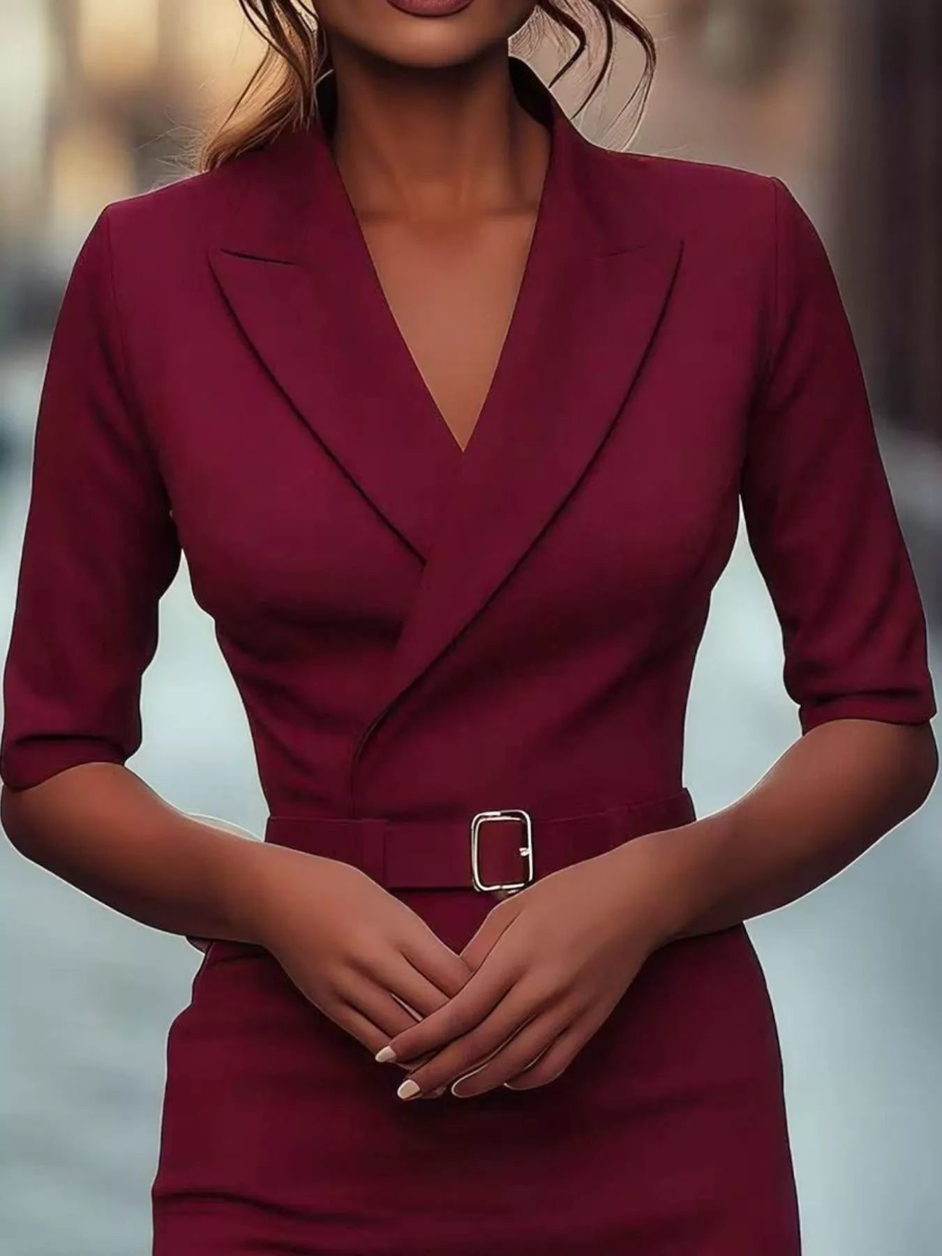 Surplice Half Sleeve Dress