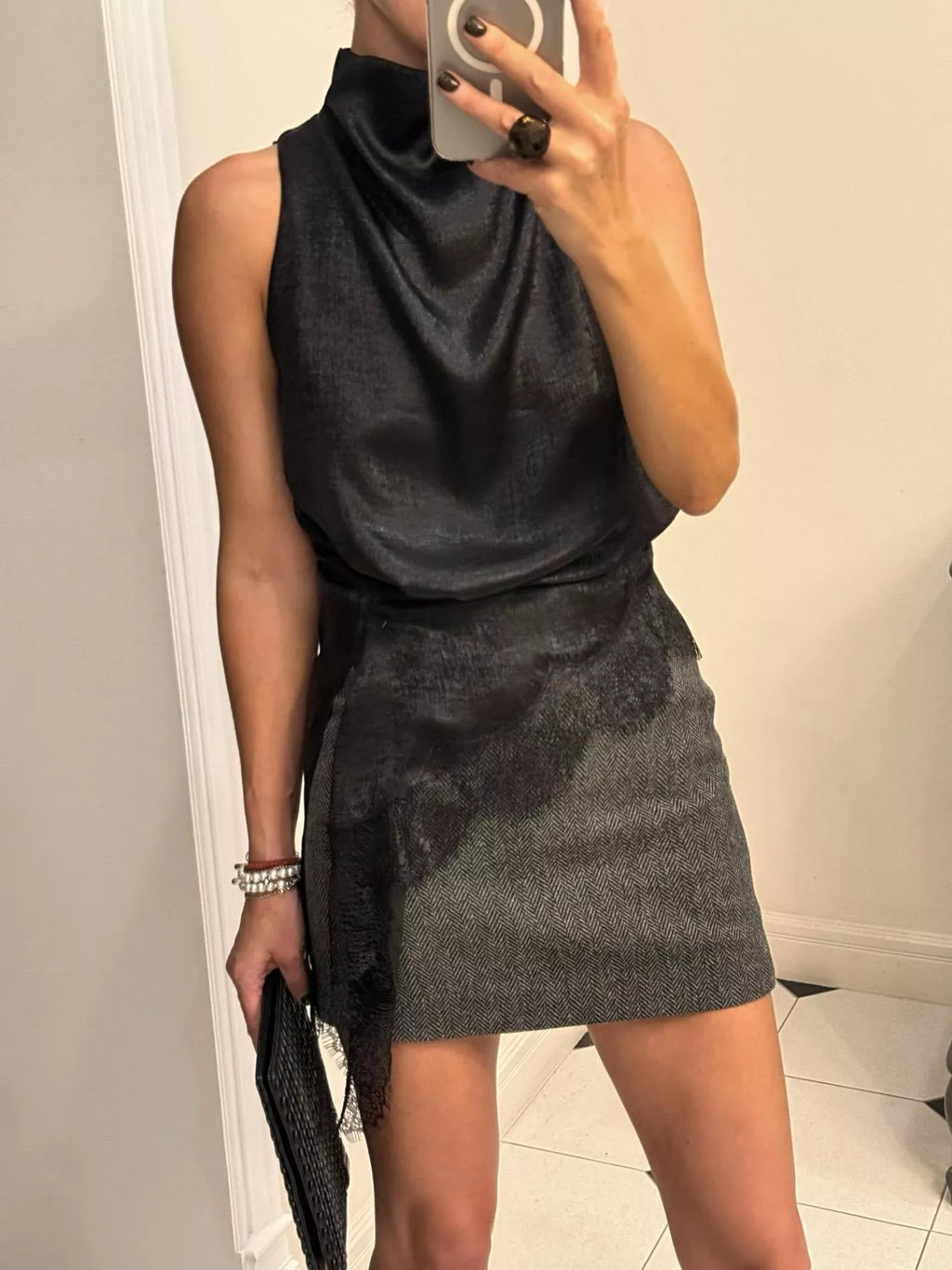 High Neck Lace Trim Cami