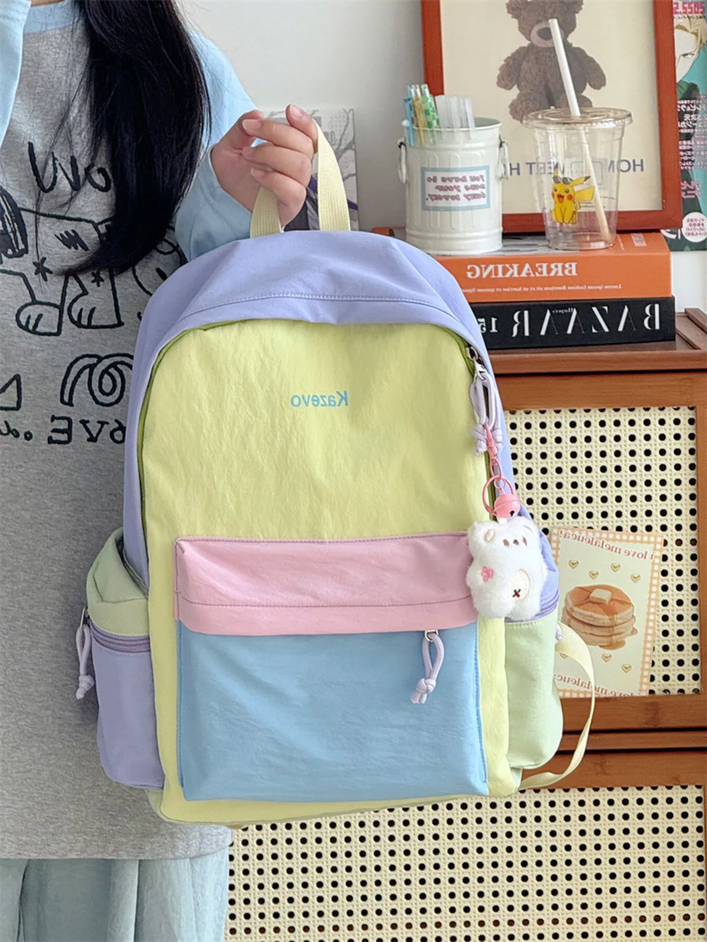 Color Block Lightweight Backpack Bag