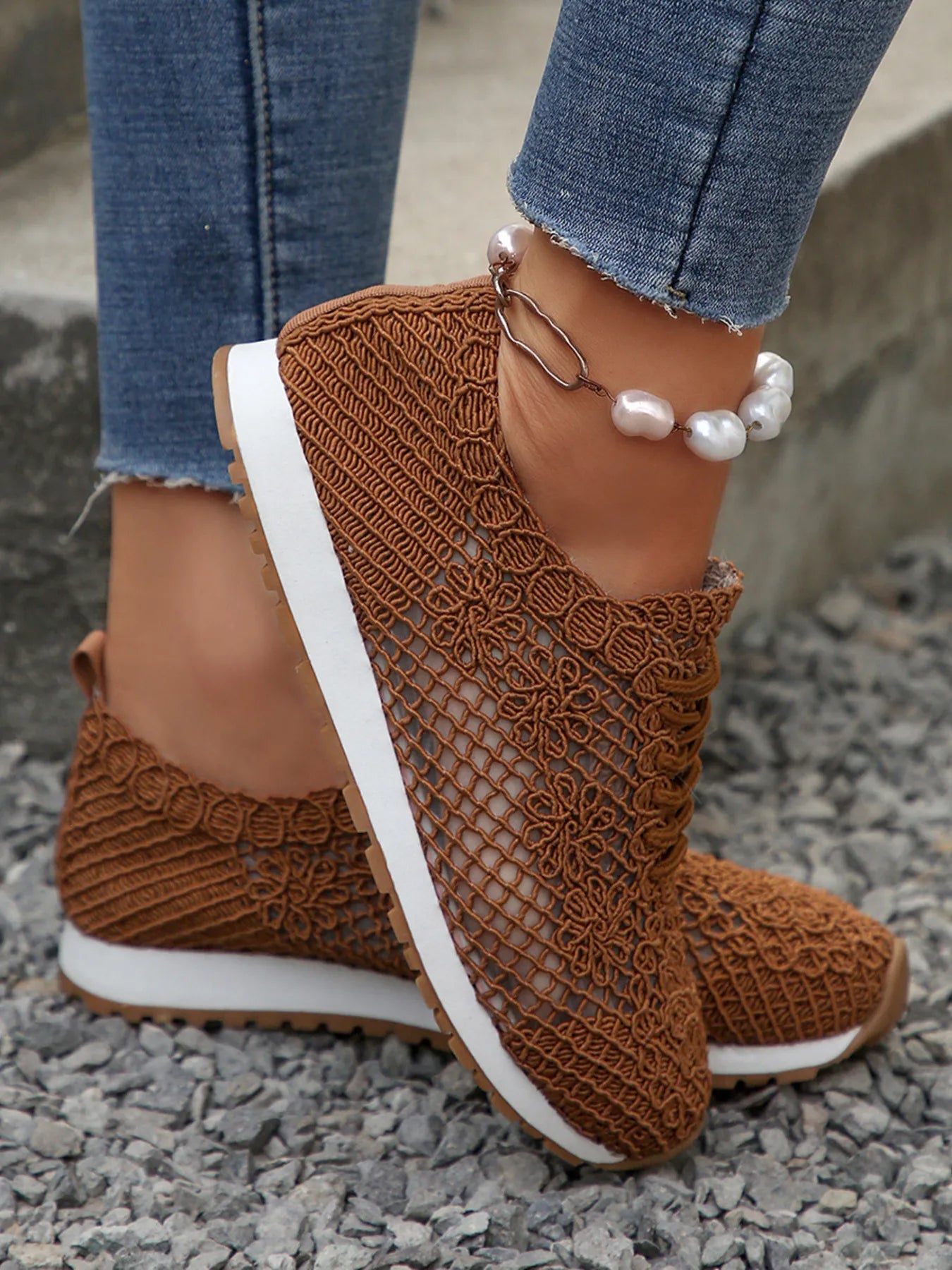 Breathable Mesh Lace-Up Sneakers