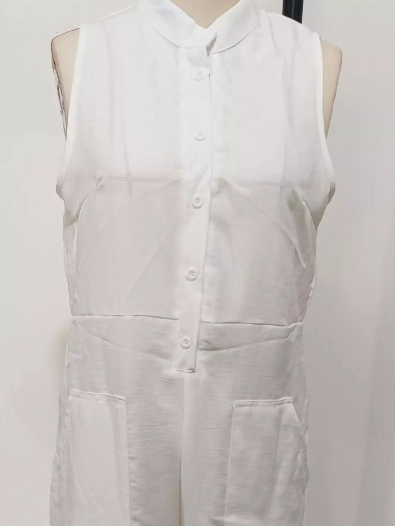 Full Size Button Front Sleeveless Jumpsuit Plus Size