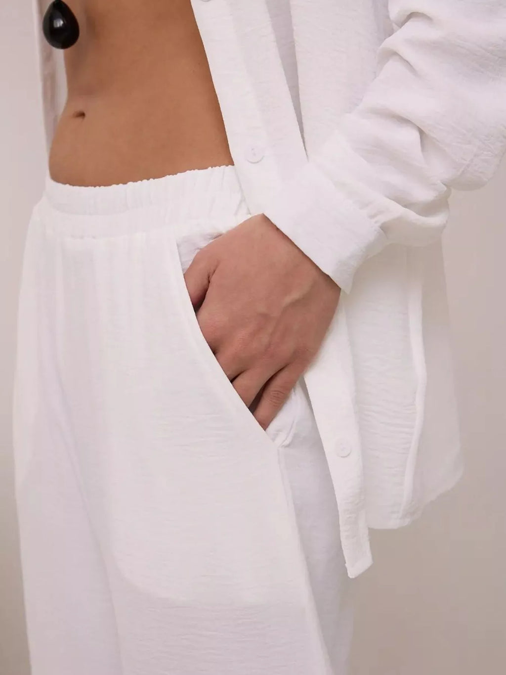 Relaxed Fit Shirt and Wide Leg Pants Set