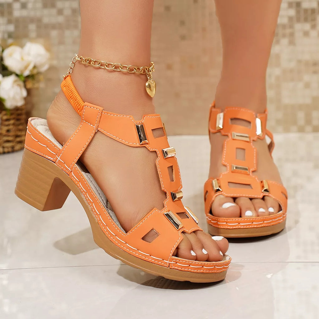 Open Toe Block Heels Sandals