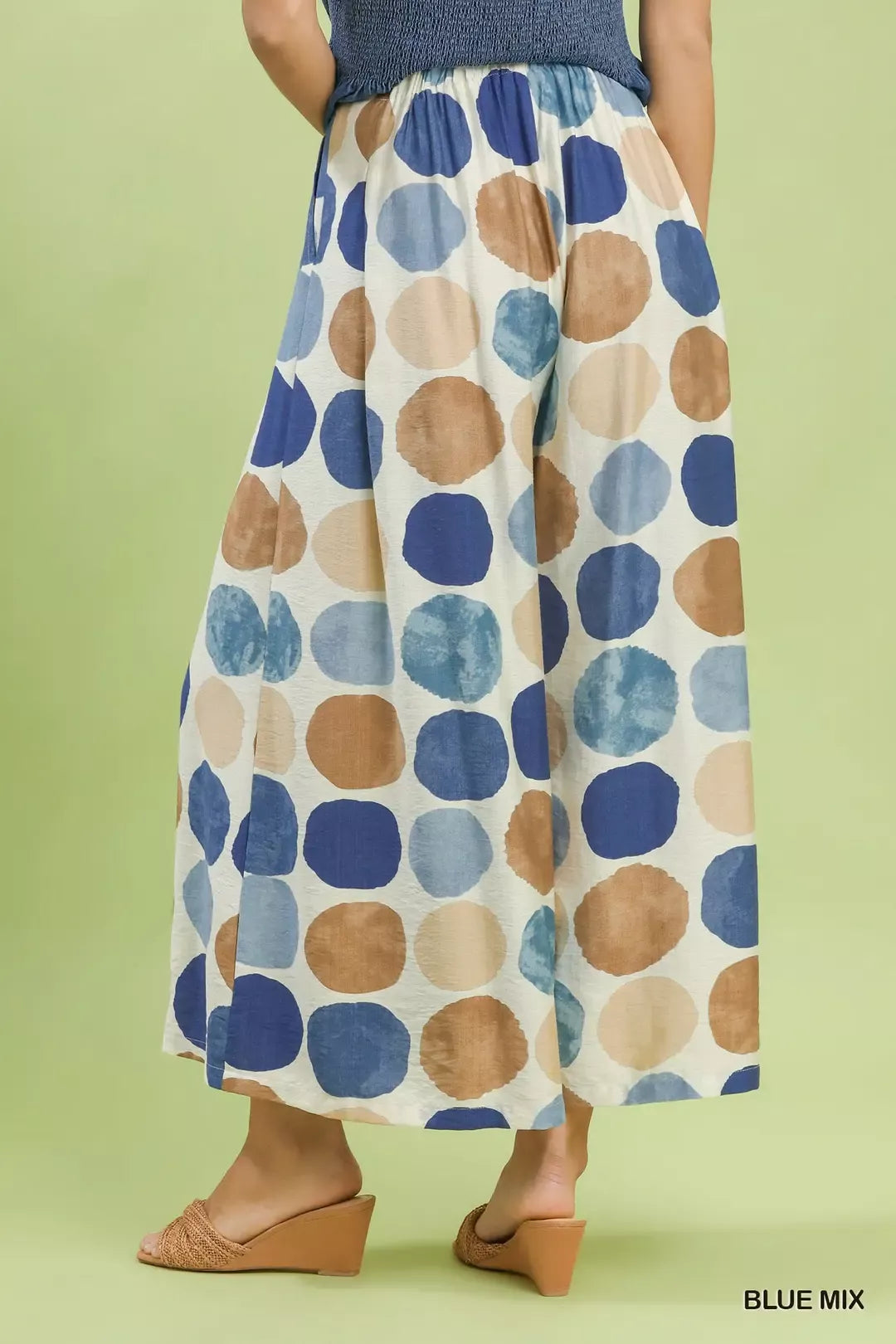 Umgee Dot Print Wide Leg Pants