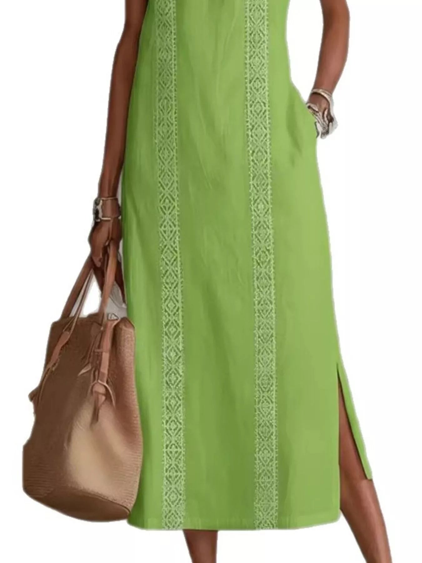 Full Size Side Slit Sleeveless Midi Dress Plus Size