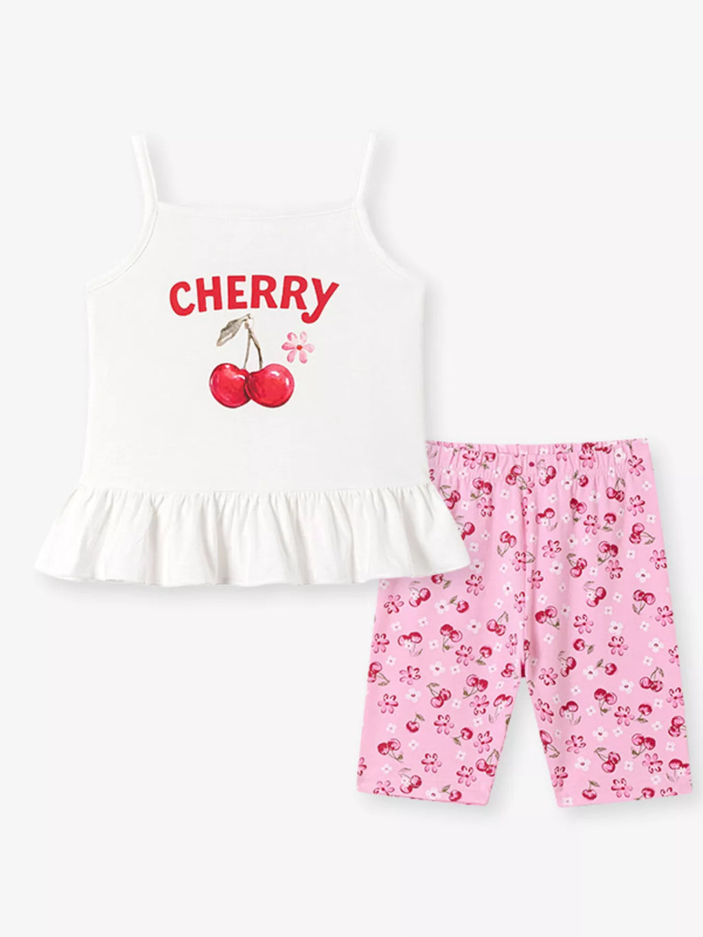 Children's Cherry Print Summer Outfit Set