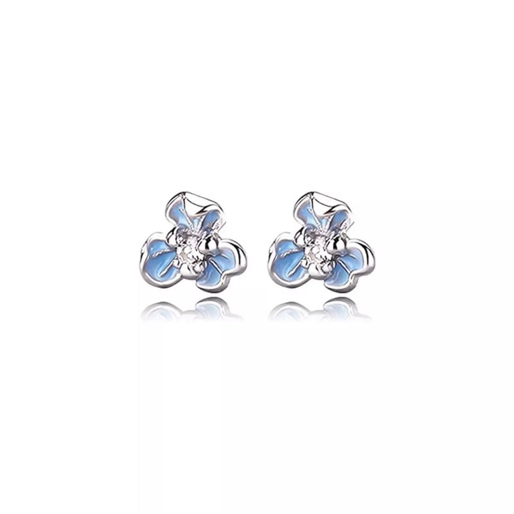 999 Sterling Silver Flower Stud Earrings