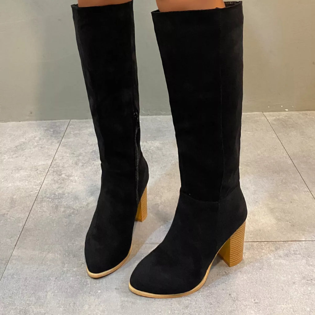 Point Toe Block Heels Boots