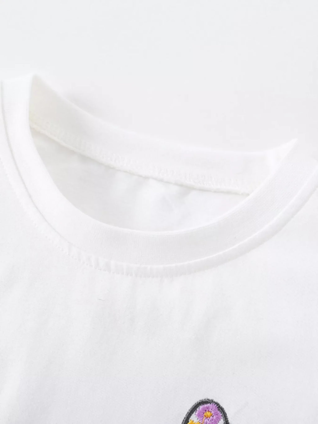 Children's Floral Butterfly Embroidered Short Sleeve T-Shirt