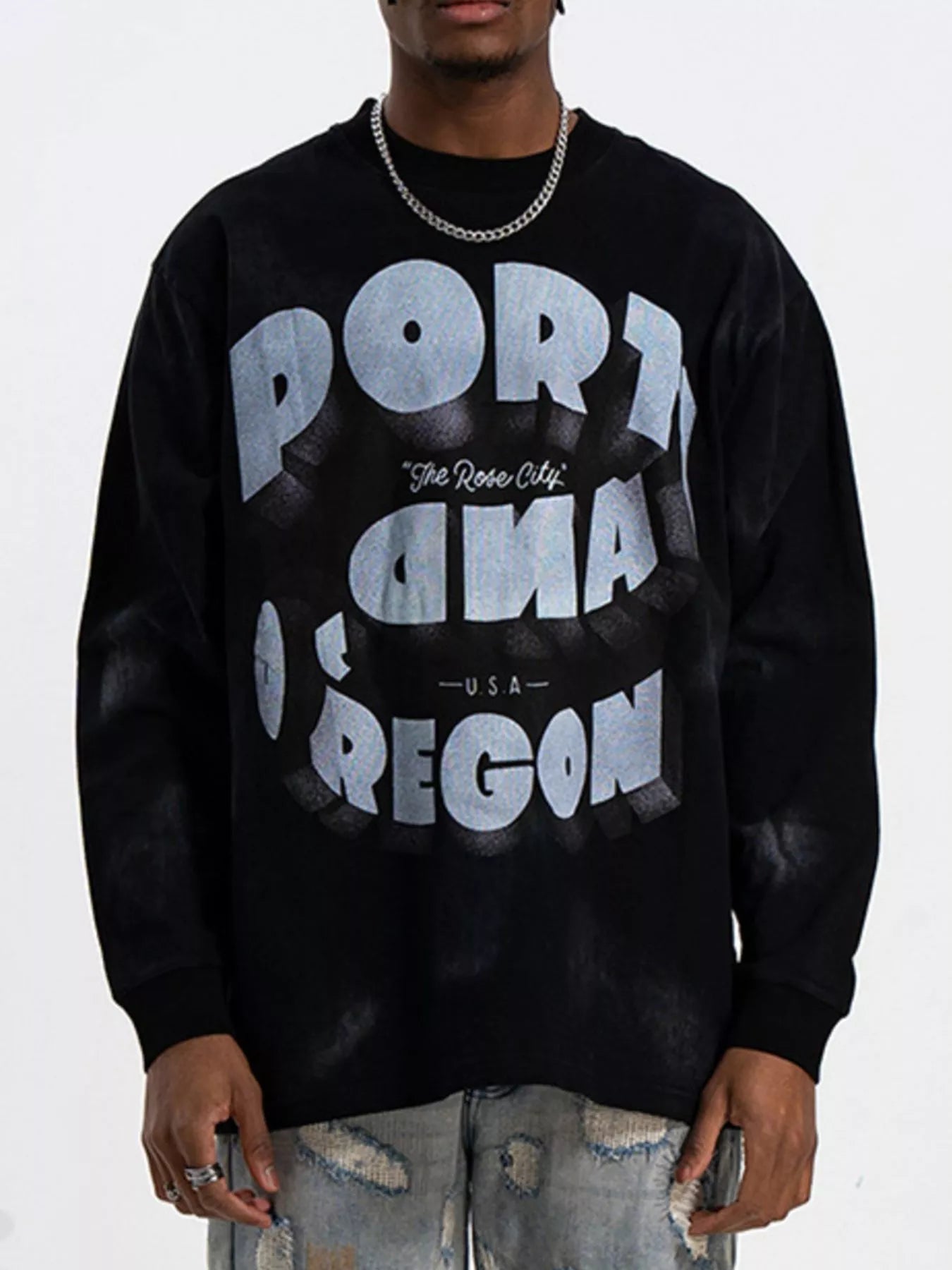 Men's Graphic Round Neck Long Sleeve T-Shirt