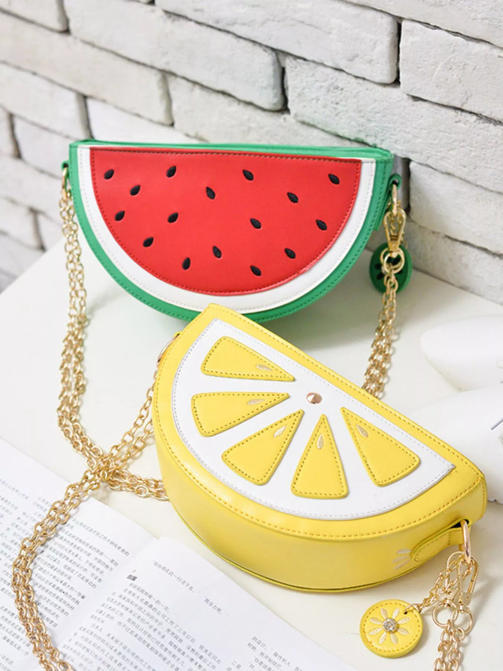 Fruit-Shaped Crossbody Bag with Chain Strap