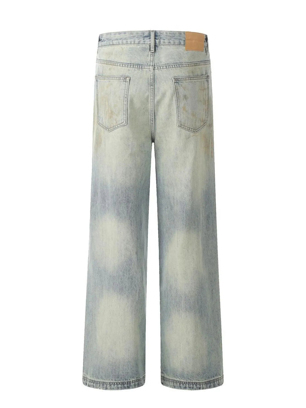 Men's Washed Wide-Leg Distressed Jeans