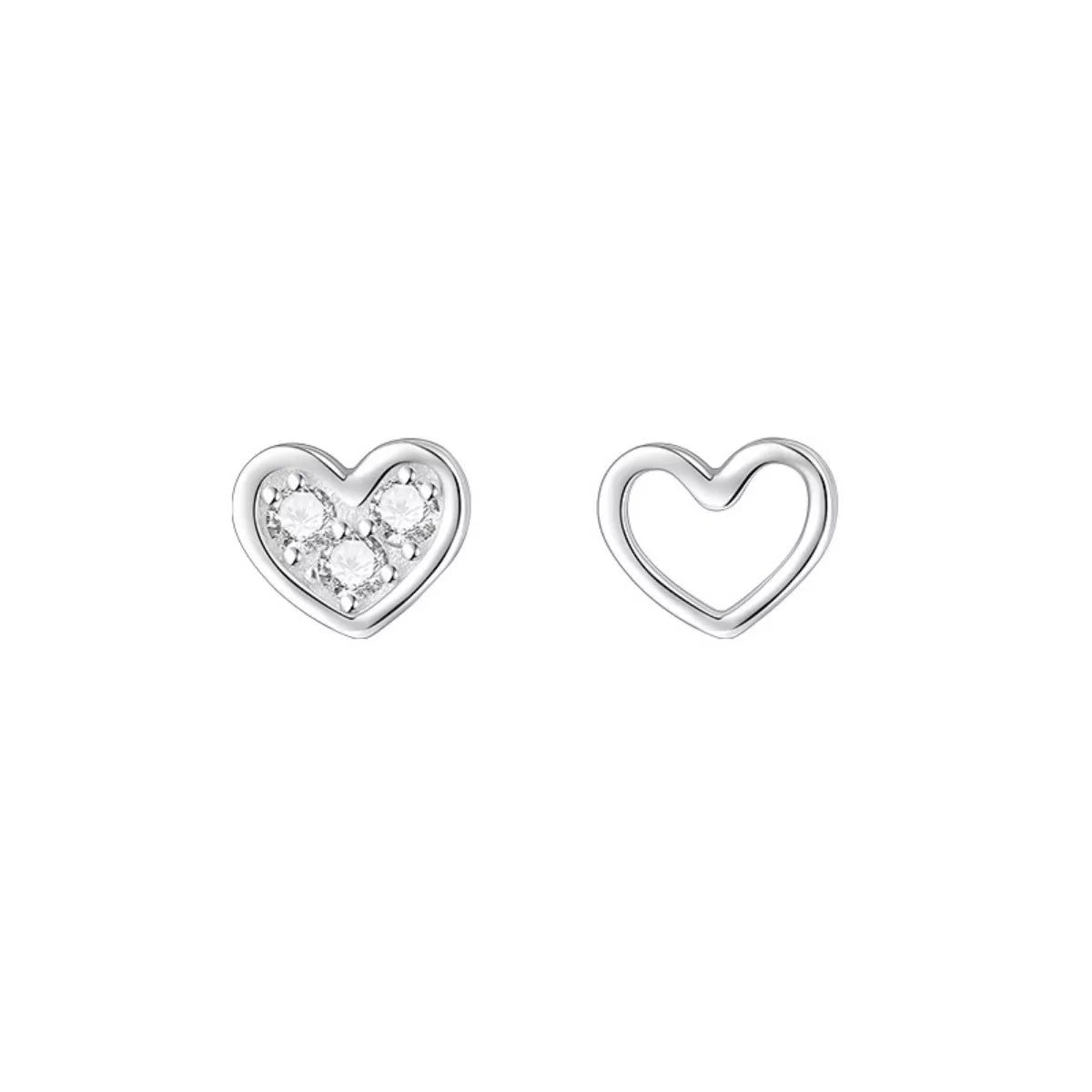 925 Sterling Silver Heart Stud Earrings
