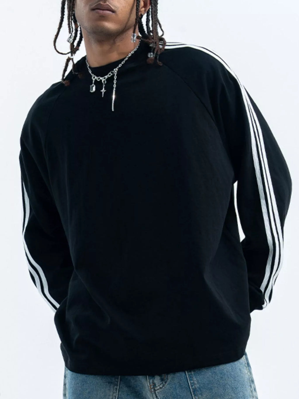 Men's Striped Round Neck Long Sleeve T-Shirt