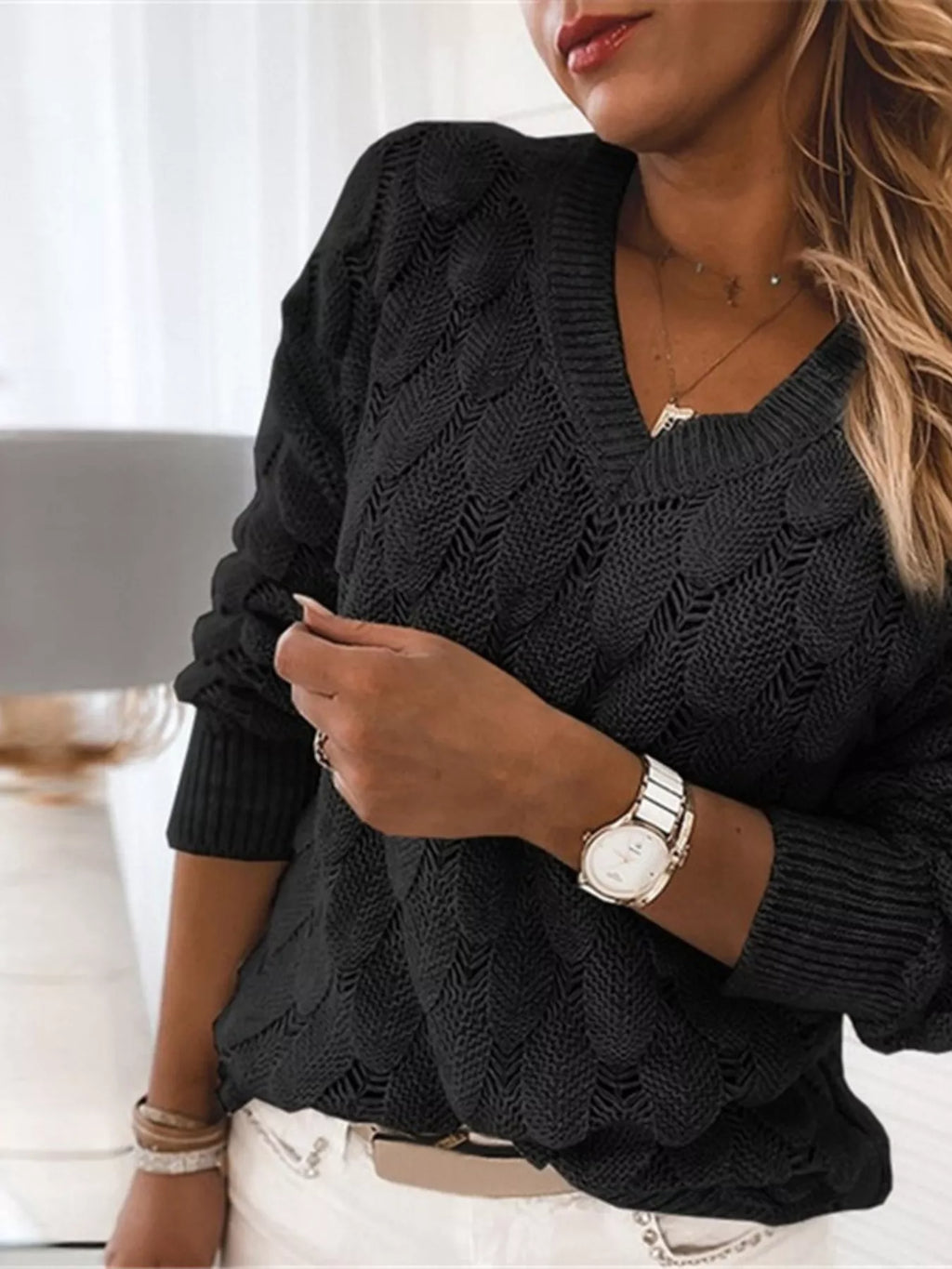 V-Neck Knitted Sweater