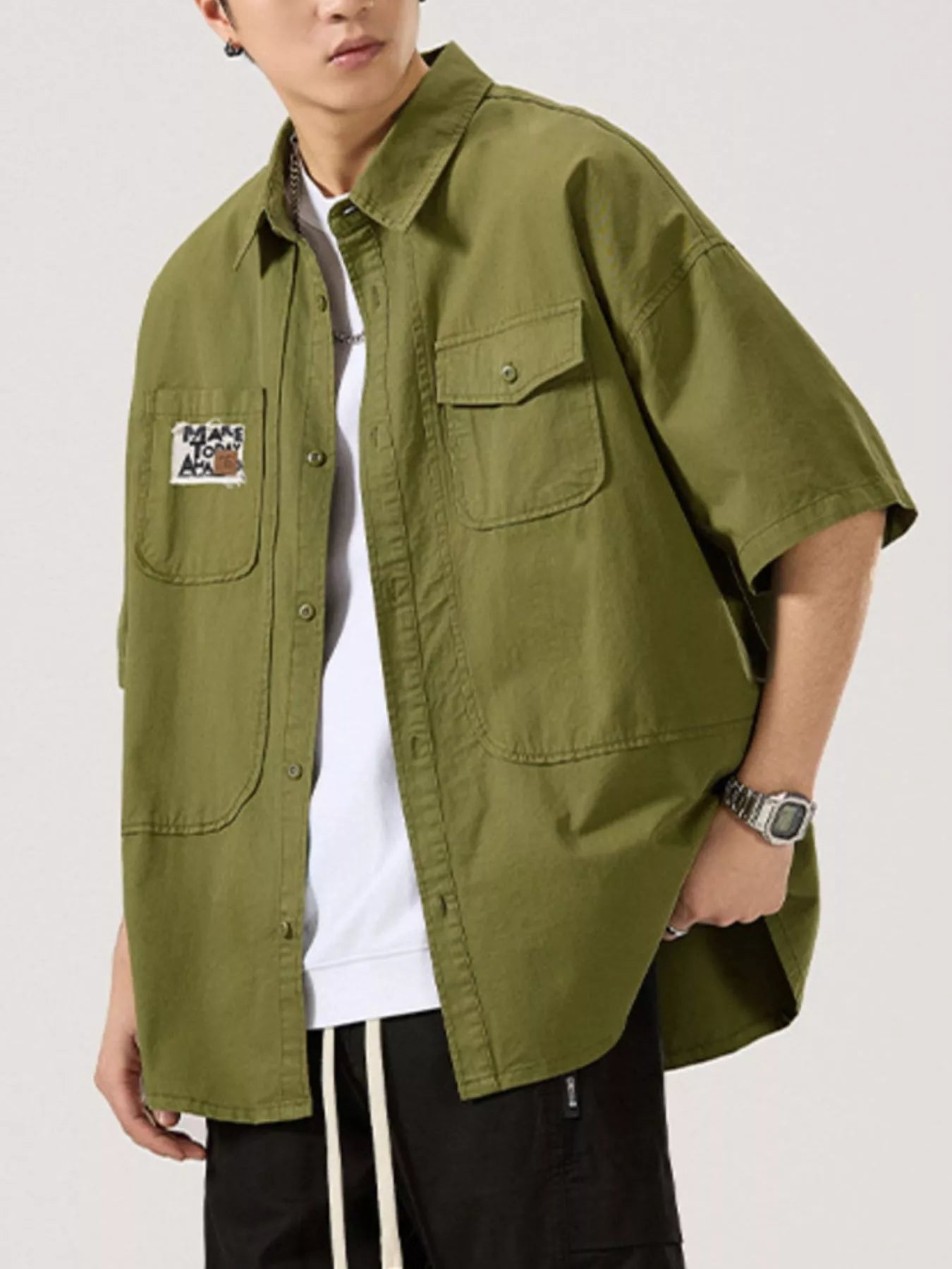 Men's Full Size Button Up Short Sleeve Shirt Plus Size