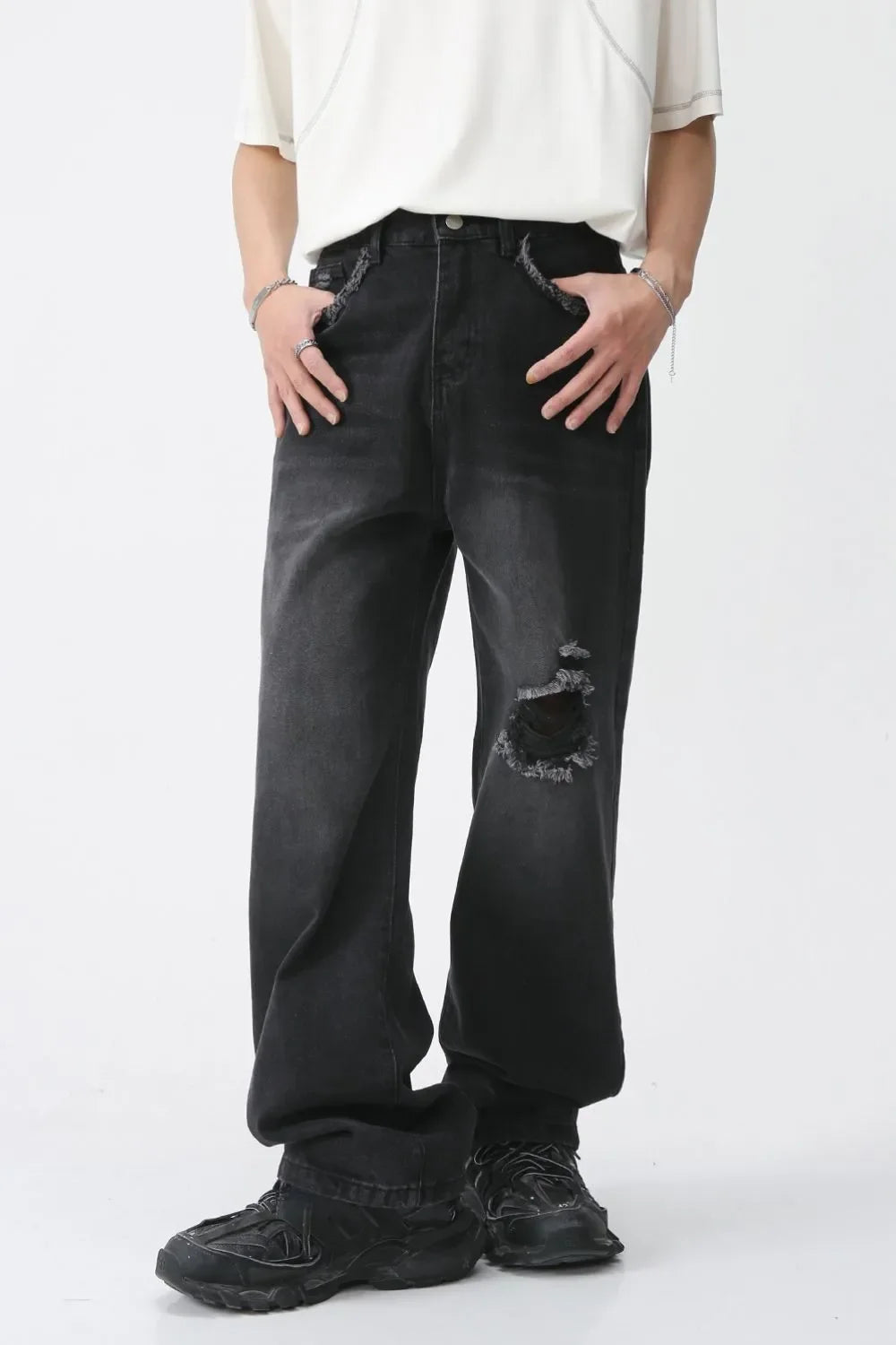 Distressed Mid Rise Men's Jeans