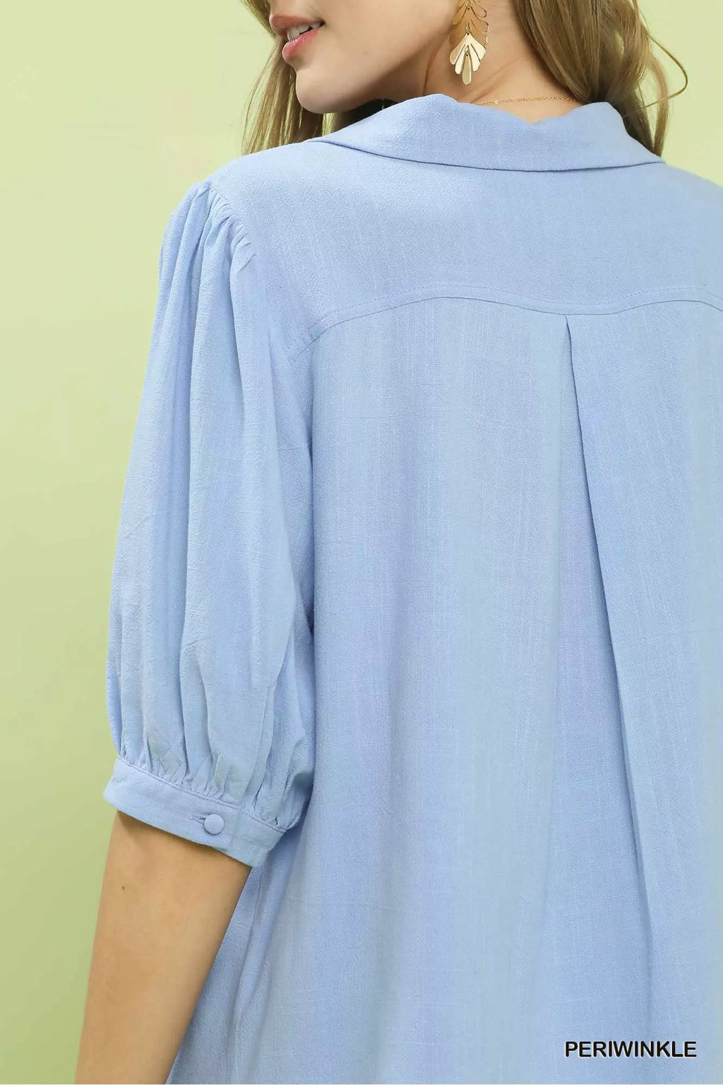 Umgee Mixed Media V-Neck Print Blouse