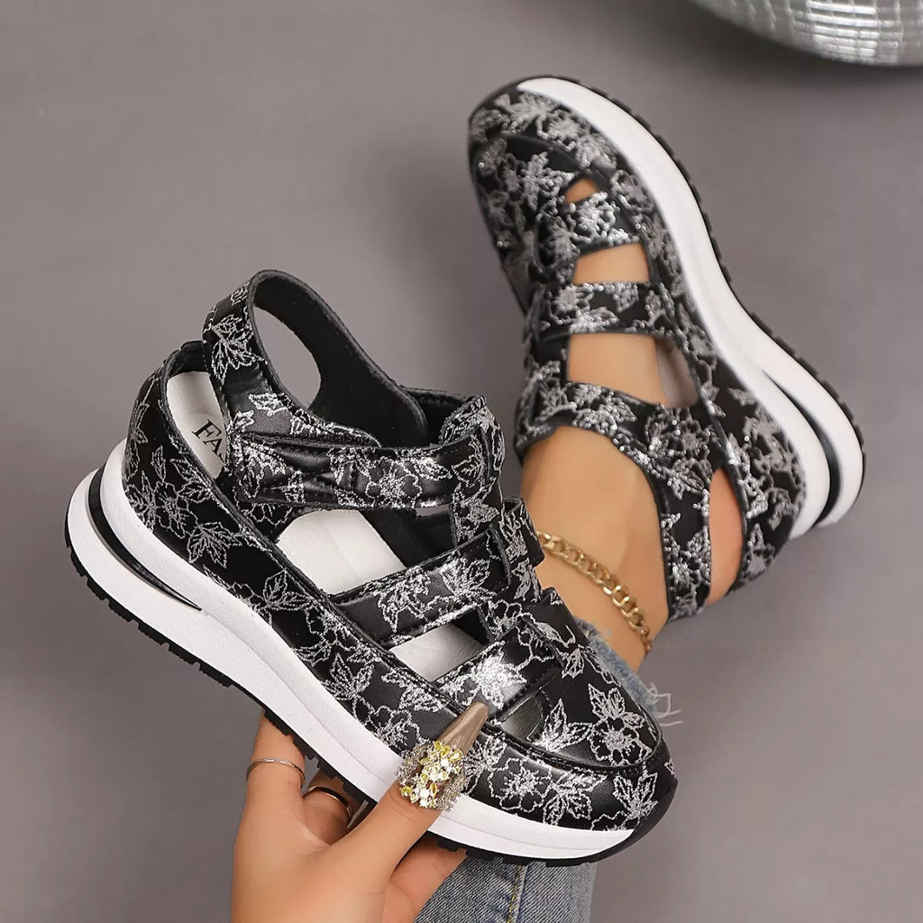 Cutout Wedge Sandals