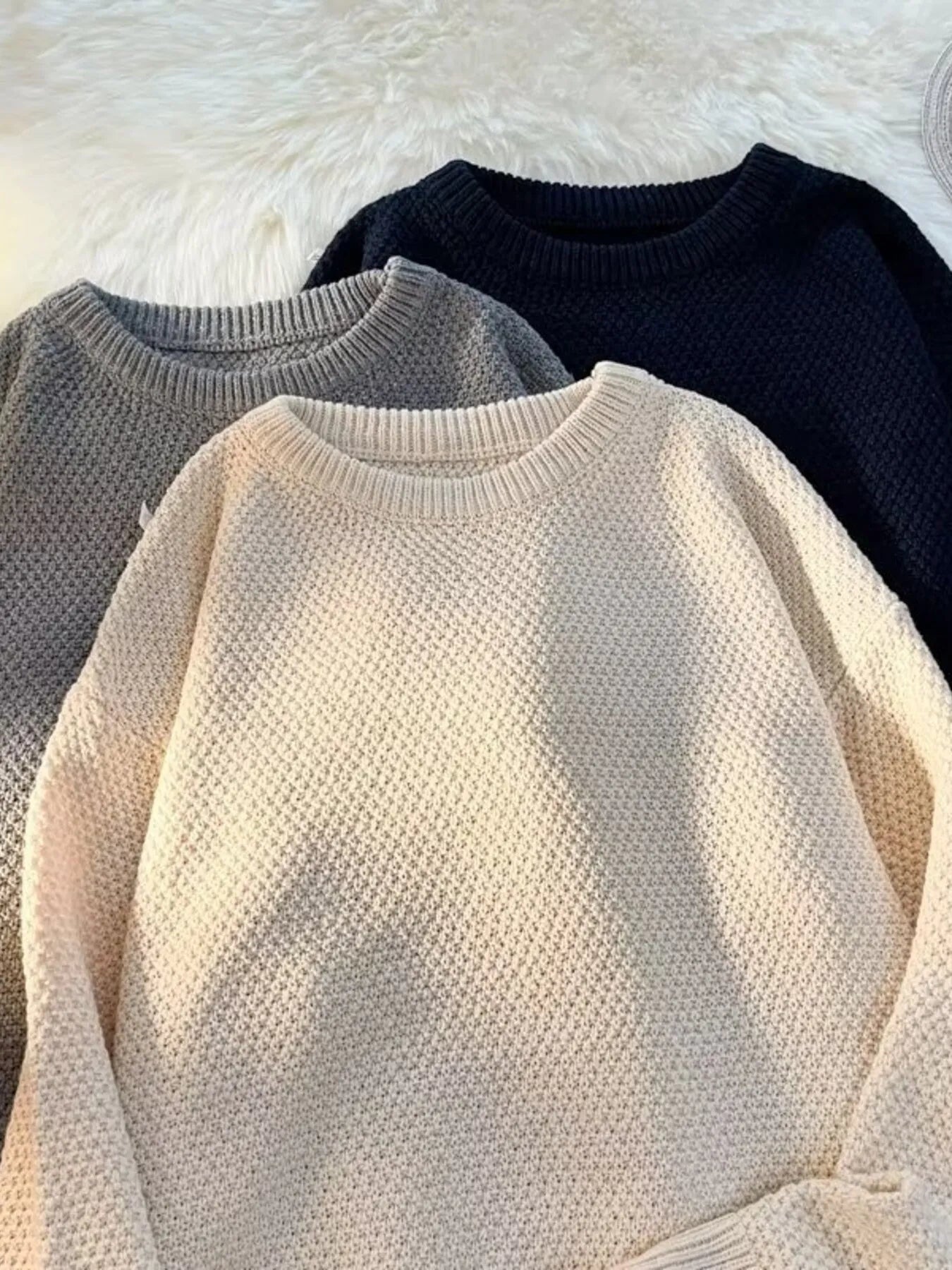 Men's Textured Knit Relaxed Fit Sweater