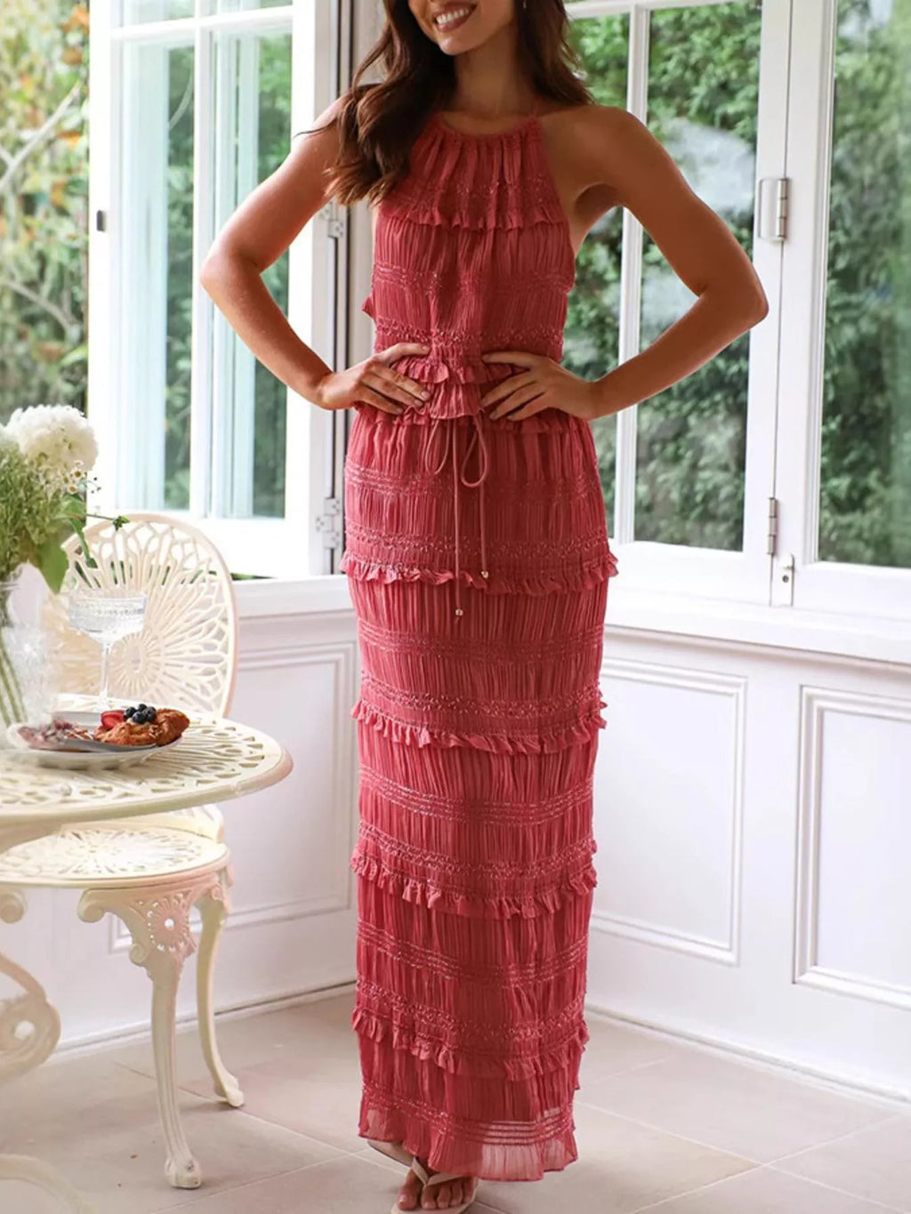 Sleeveless Top and Maxi Skirt Set