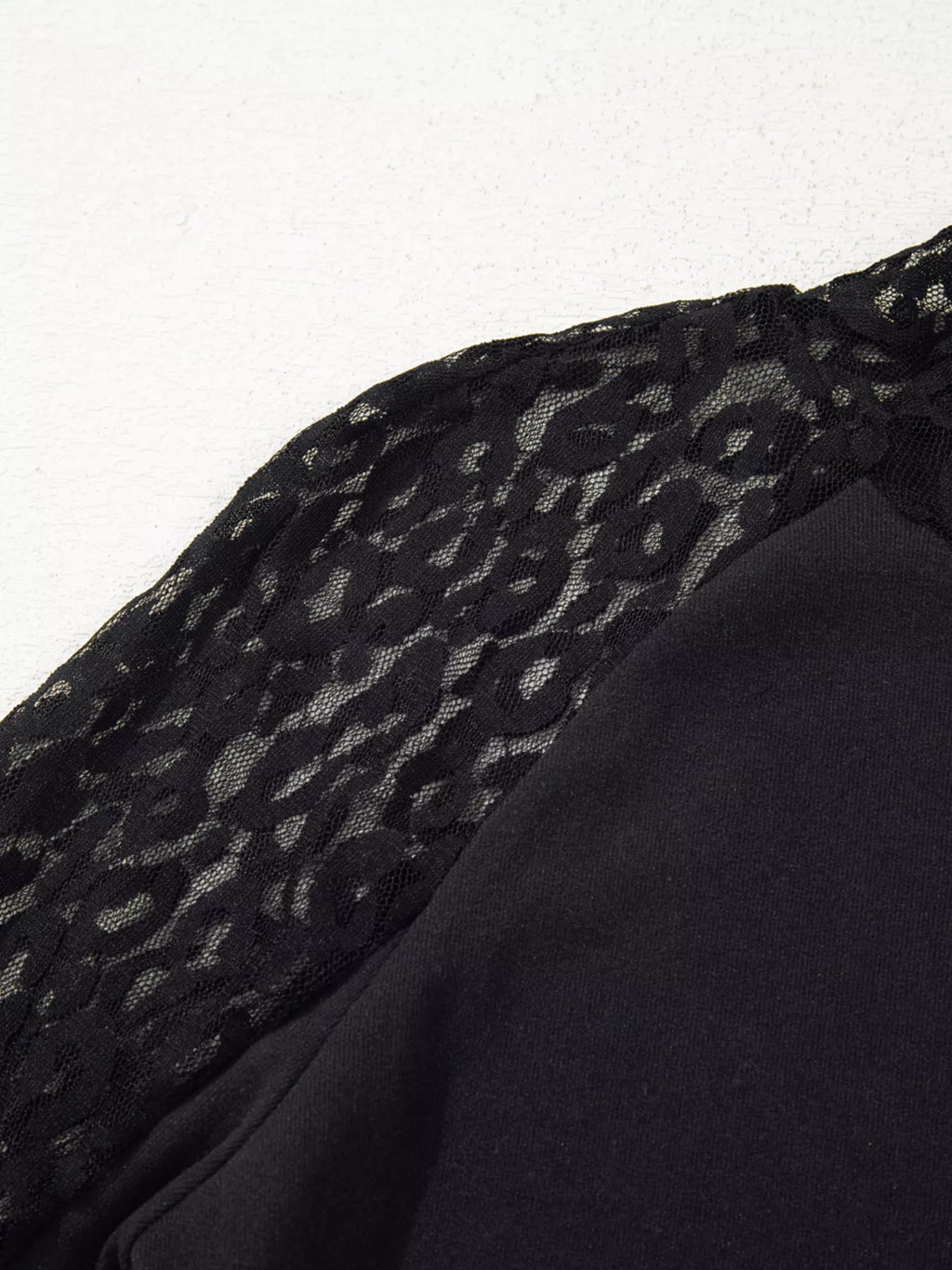 Leopard Mesh Patchwork Knit Long Sleeve Top