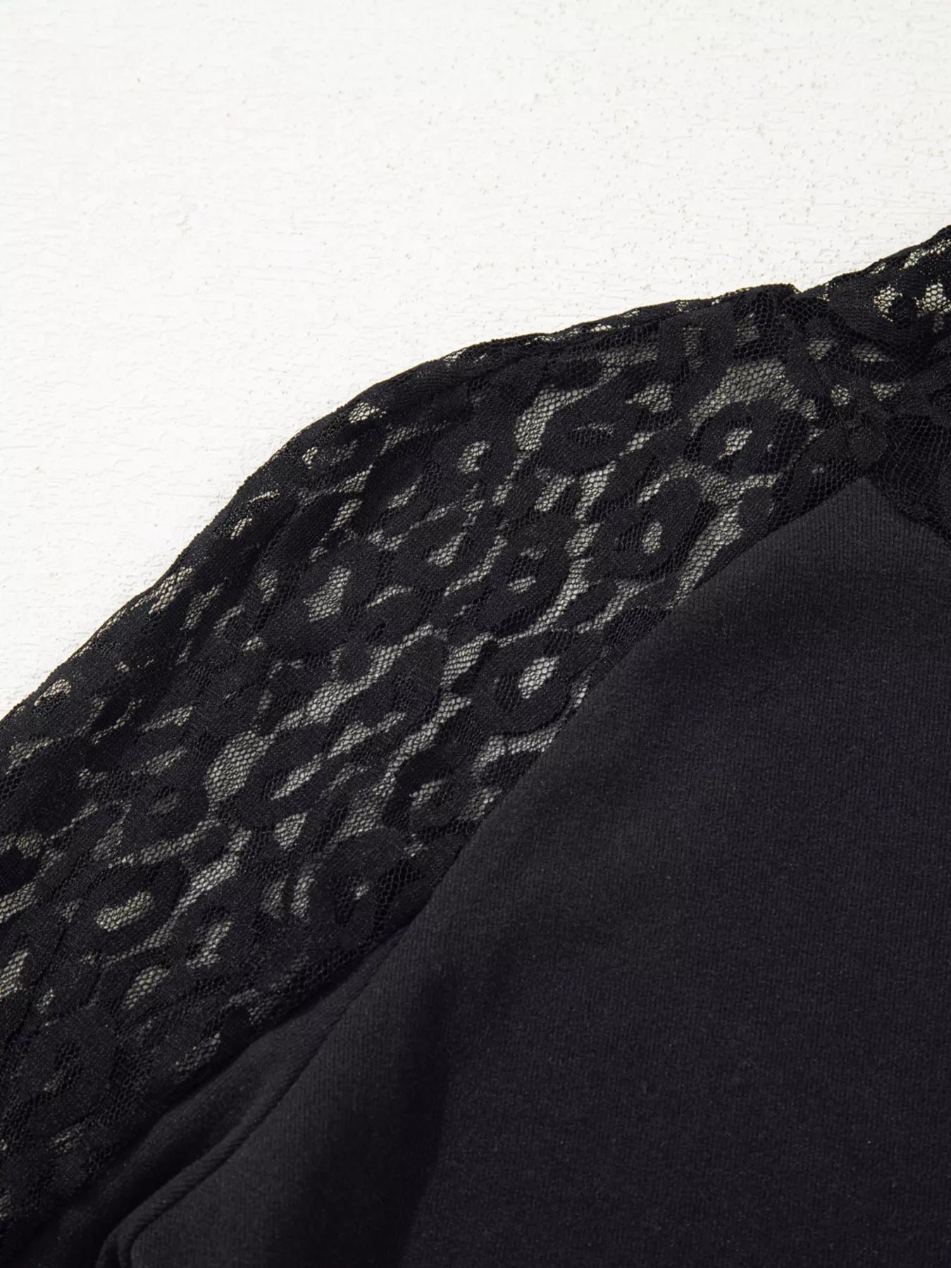 Leopard Mesh Patchwork Knit Long Sleeve Top