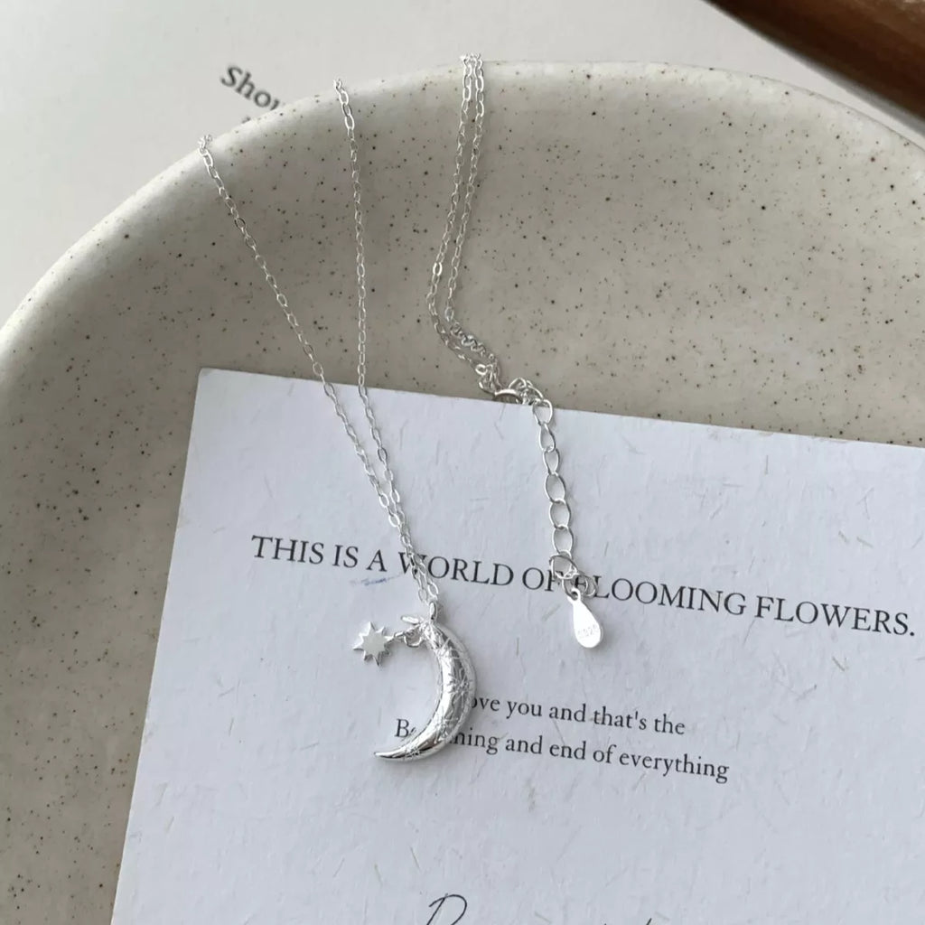 925 Sterling Silver Star Moon Necklace