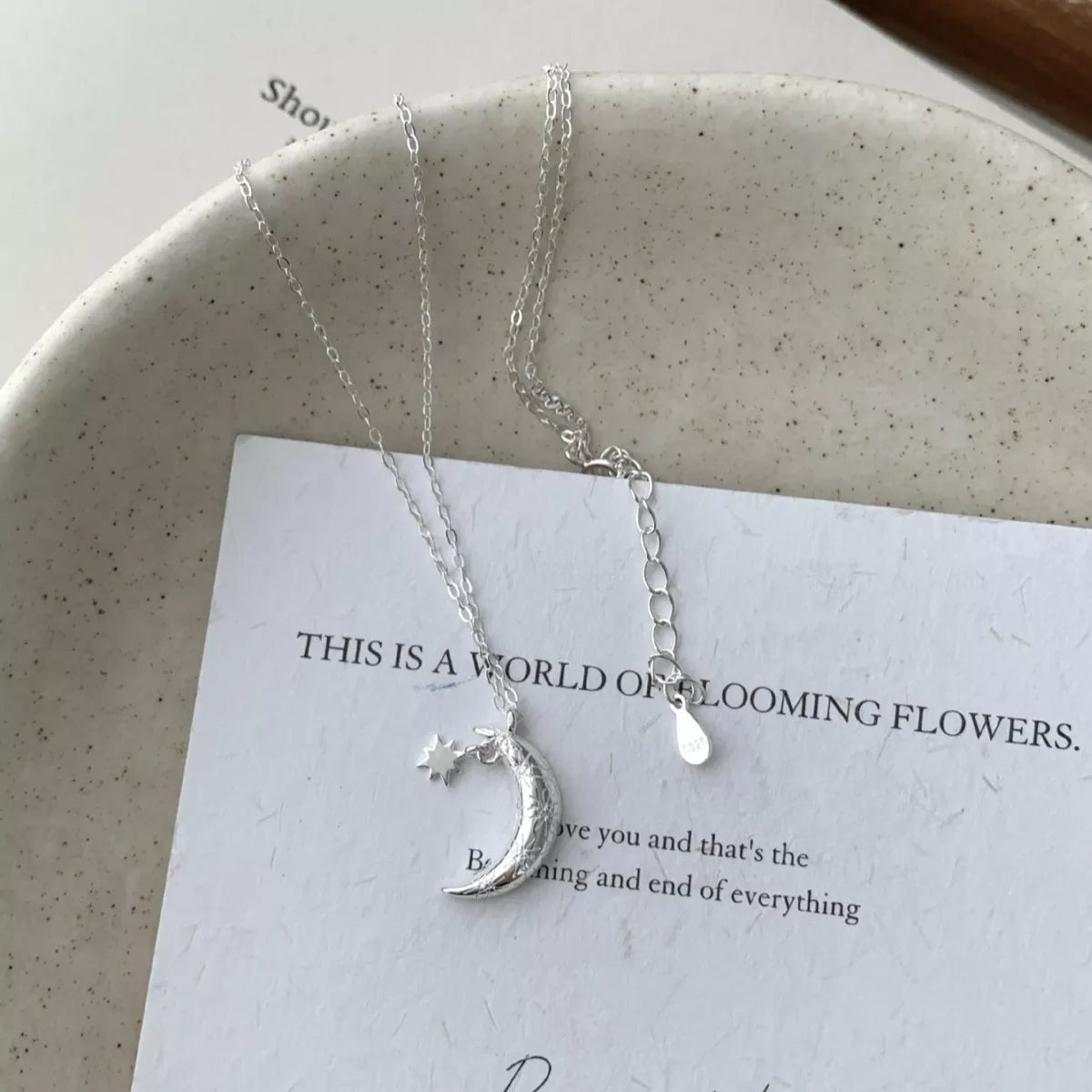 925 Sterling Silver Star Moon Necklace