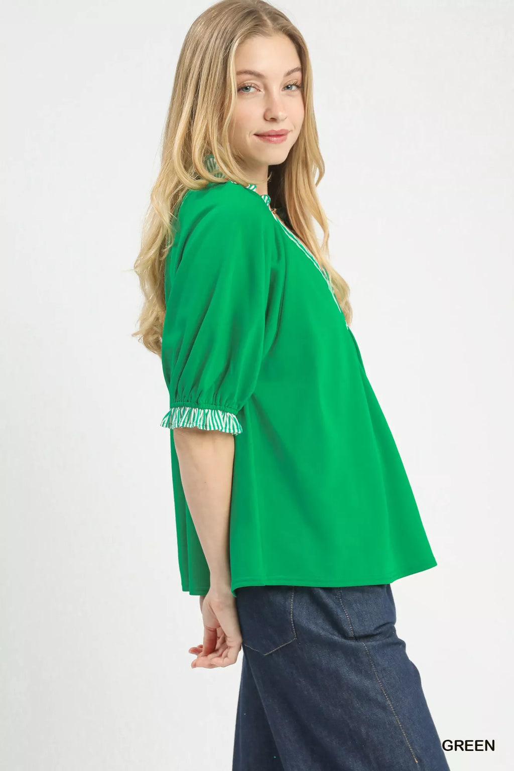 Umgee French Terry Collared Top