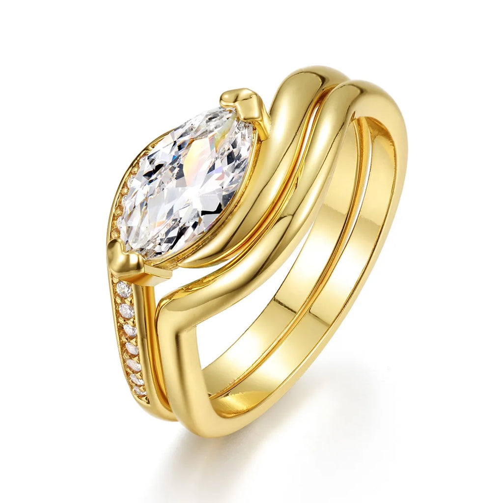 1 Carat Moissanite 925 Sterling Silver 2pcs Ring Set