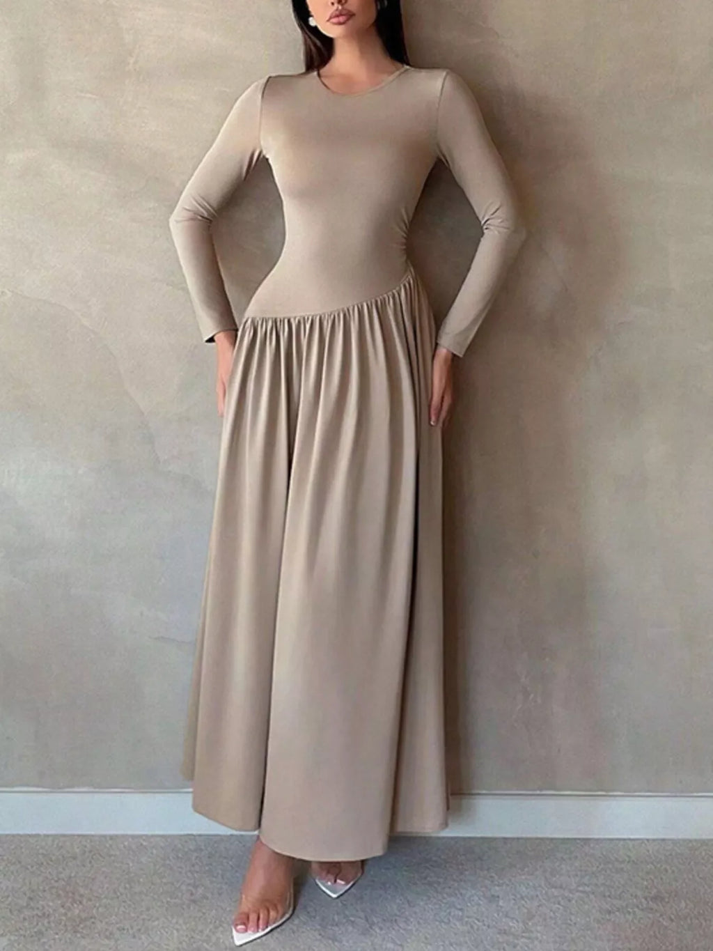 Long Sleeve A-Line Maxi Dress