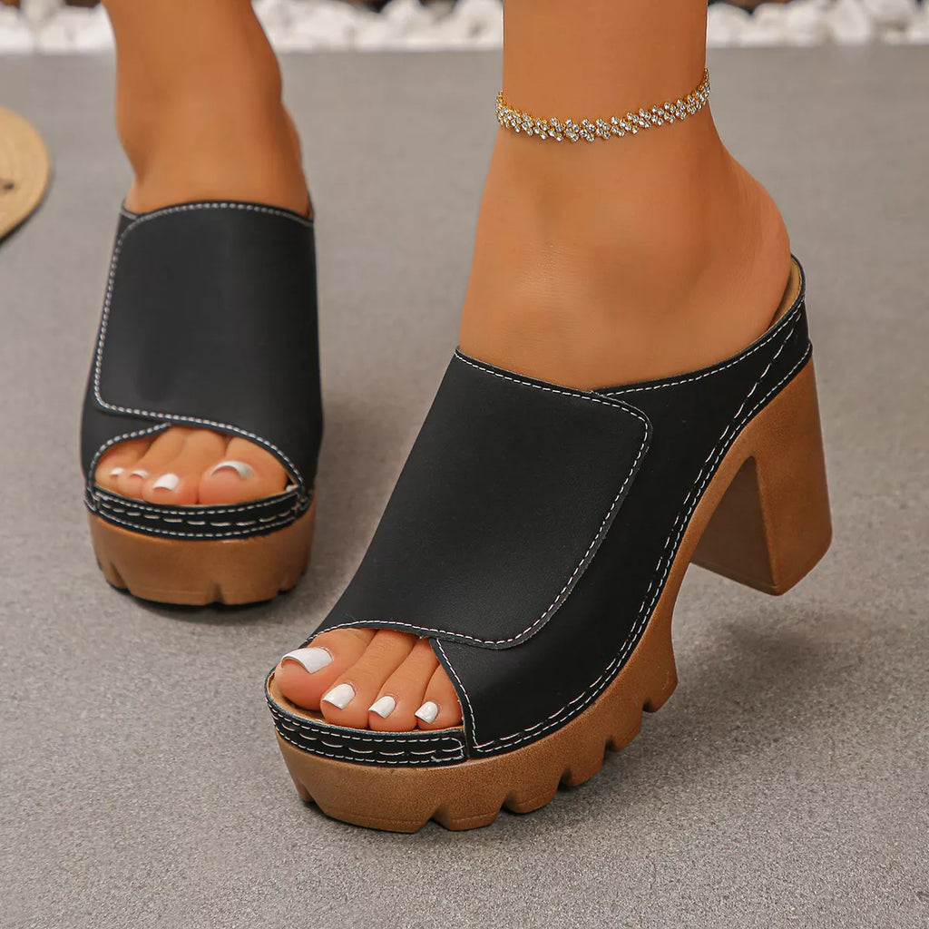 Open Toe Block Heels Sandals