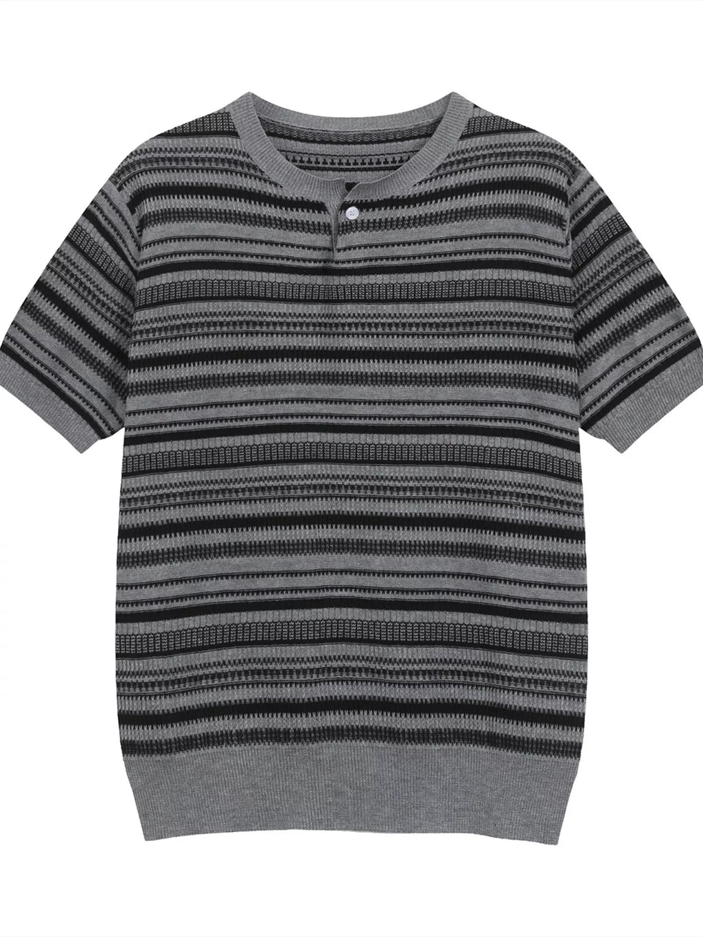 Men's Striped Knit Henley T-Shirt