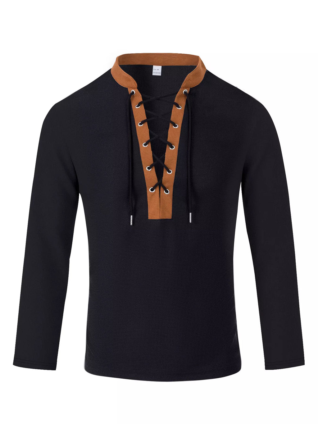 Men's Full Size Vintage Lace-Up Long Sleeve T-Shirt Plus Size