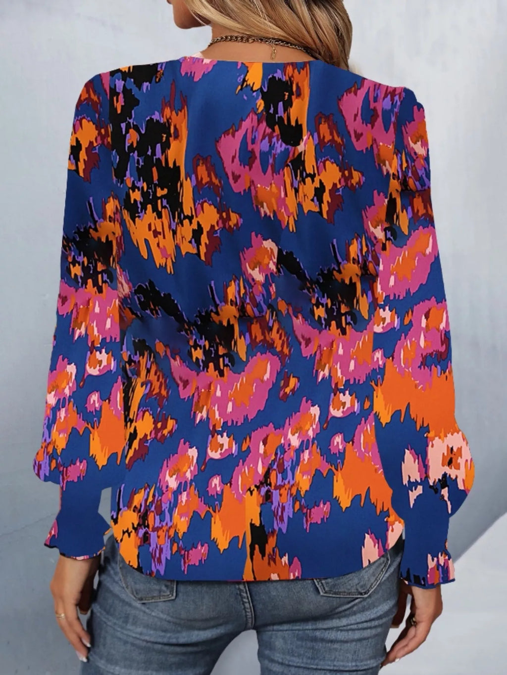 Printed Button Up Long Sleeve Shirt