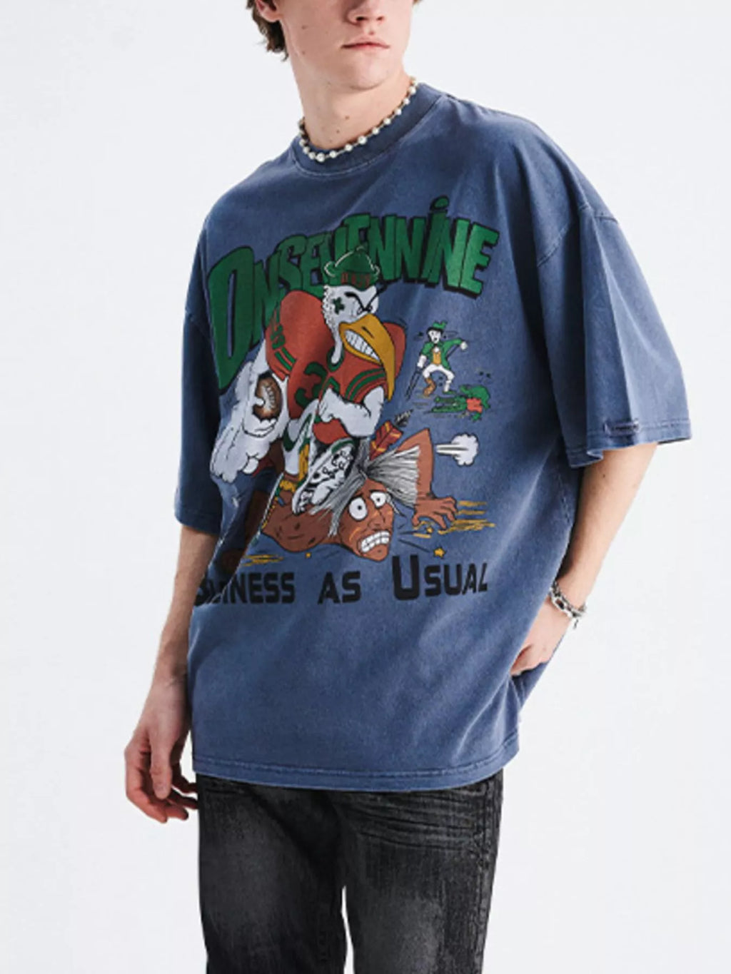 Men's Graphic Round Neck Oversized T-Shirt
