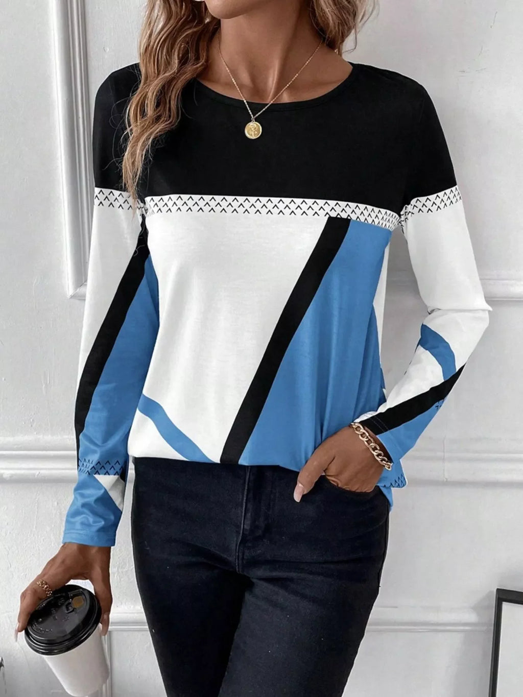 Color Block Long Sleeve T-Shirt