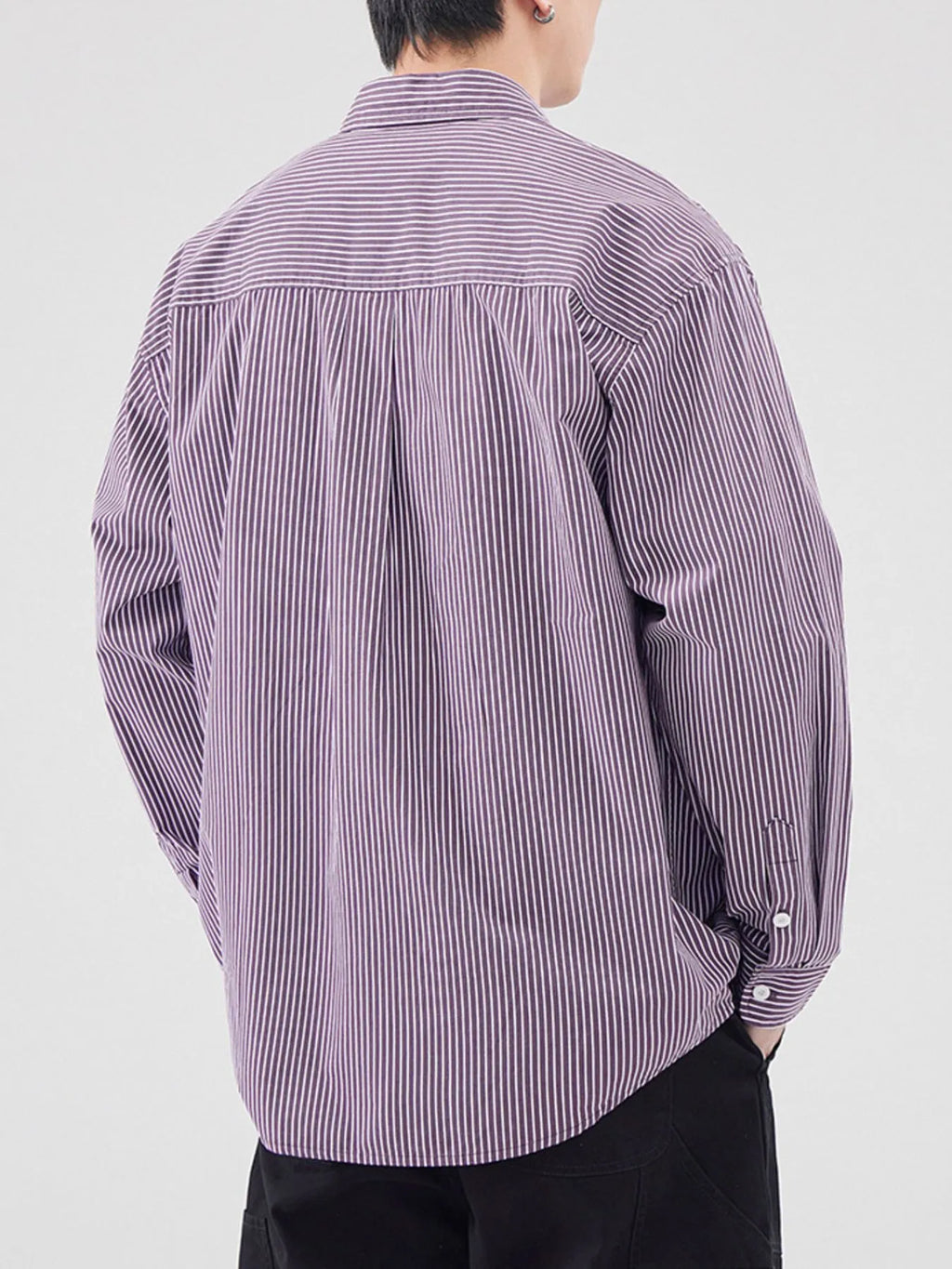 Men's Plus Size Striped Button Up Long Sleeve Shirt