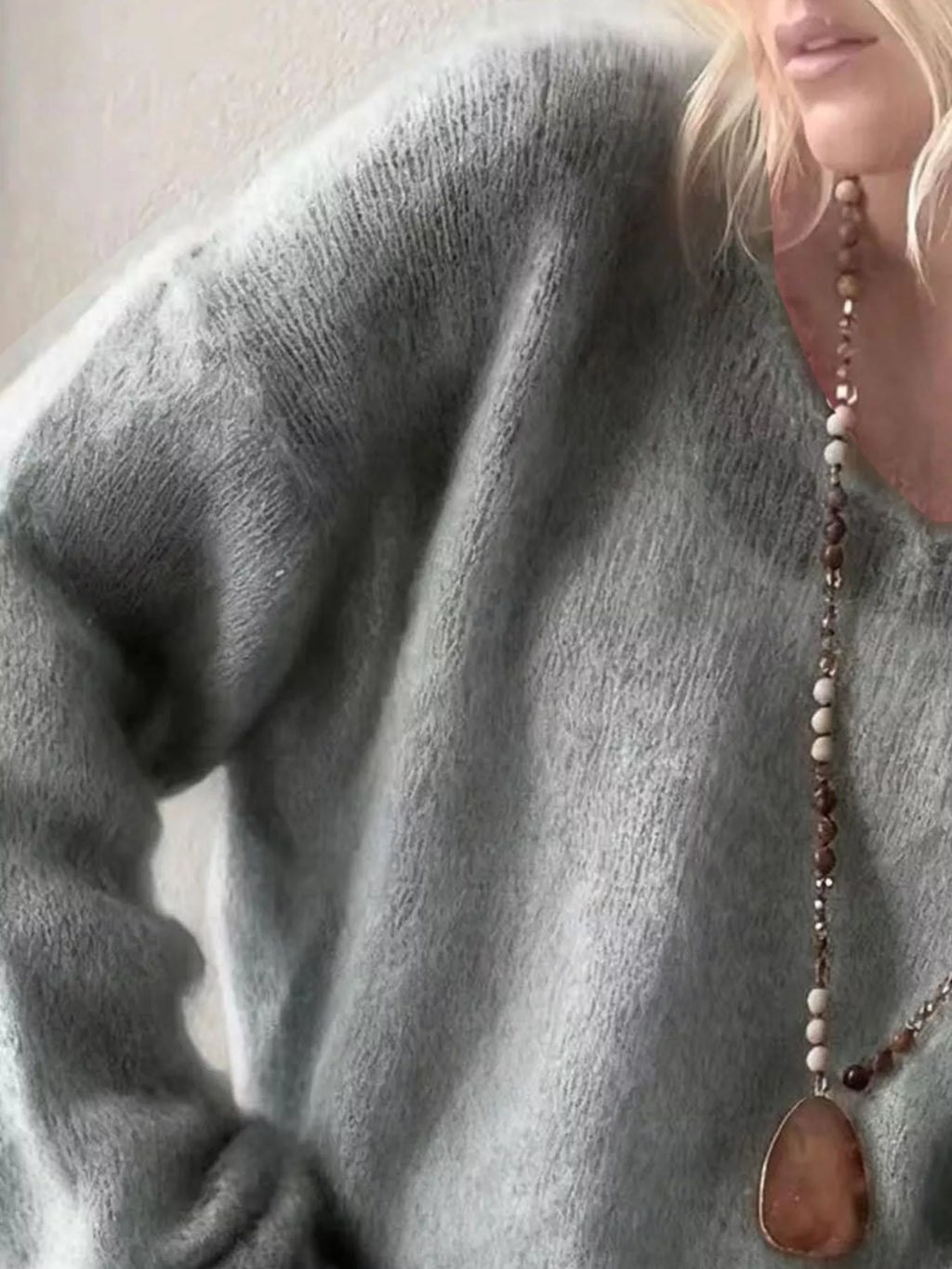V-Neck Dropped Shoulder Sweater