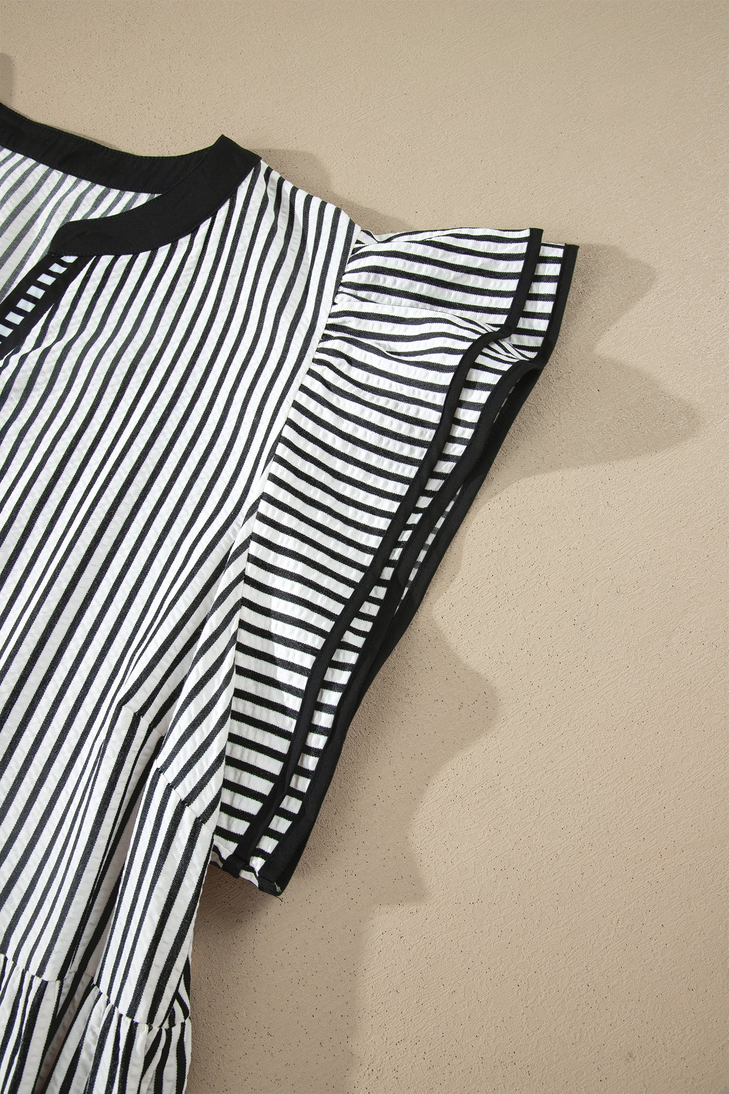 Plus Size Stripe Flutter Sleeve V-Neck Maxi Dress