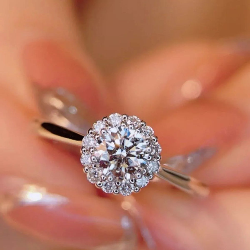 1 Carat 925 Sterling Silver Moissanite Flower Ring