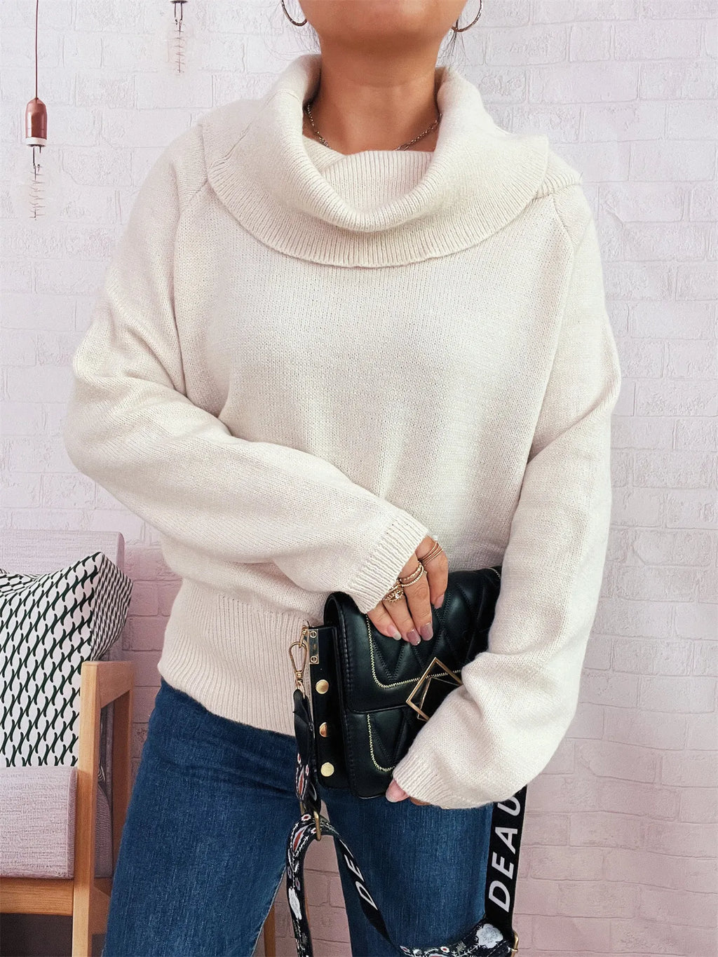 Striped Turtleneck Long Sleeve Sweater