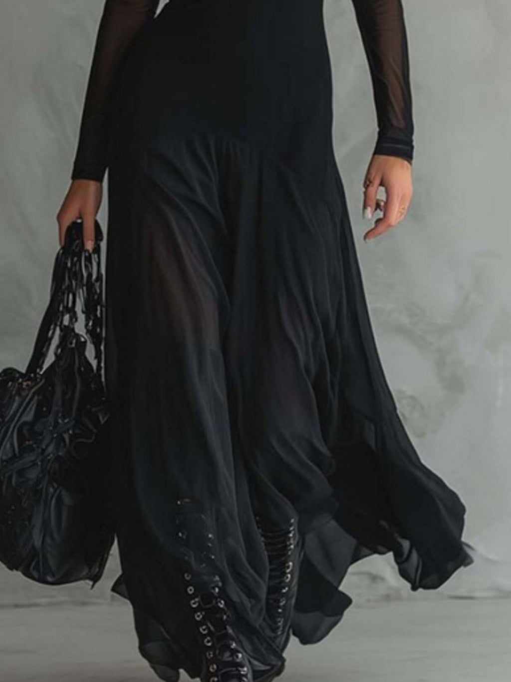 Sheer Mesh Maxi Dress Two-Piece Set