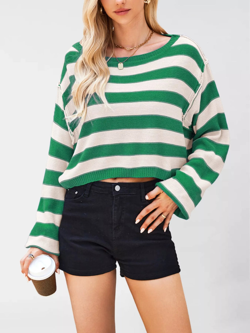Striped Dropped Shoulder Sweater