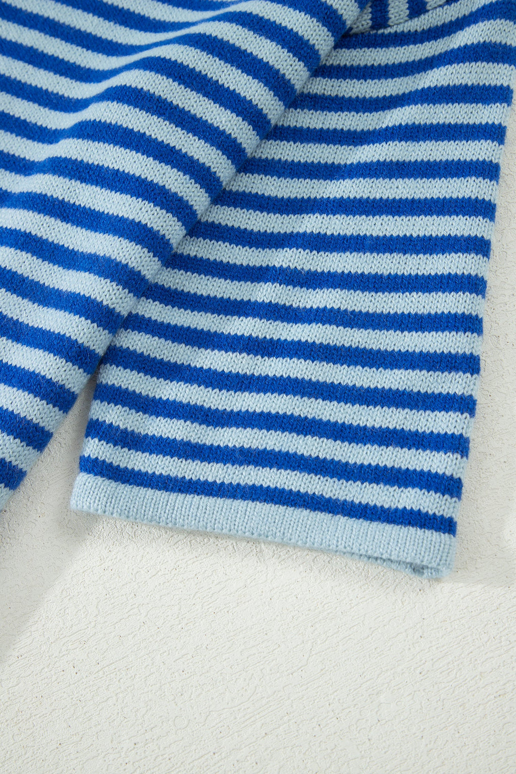 Stripe 3/4 Sleeve Button Down Knit Cardigan