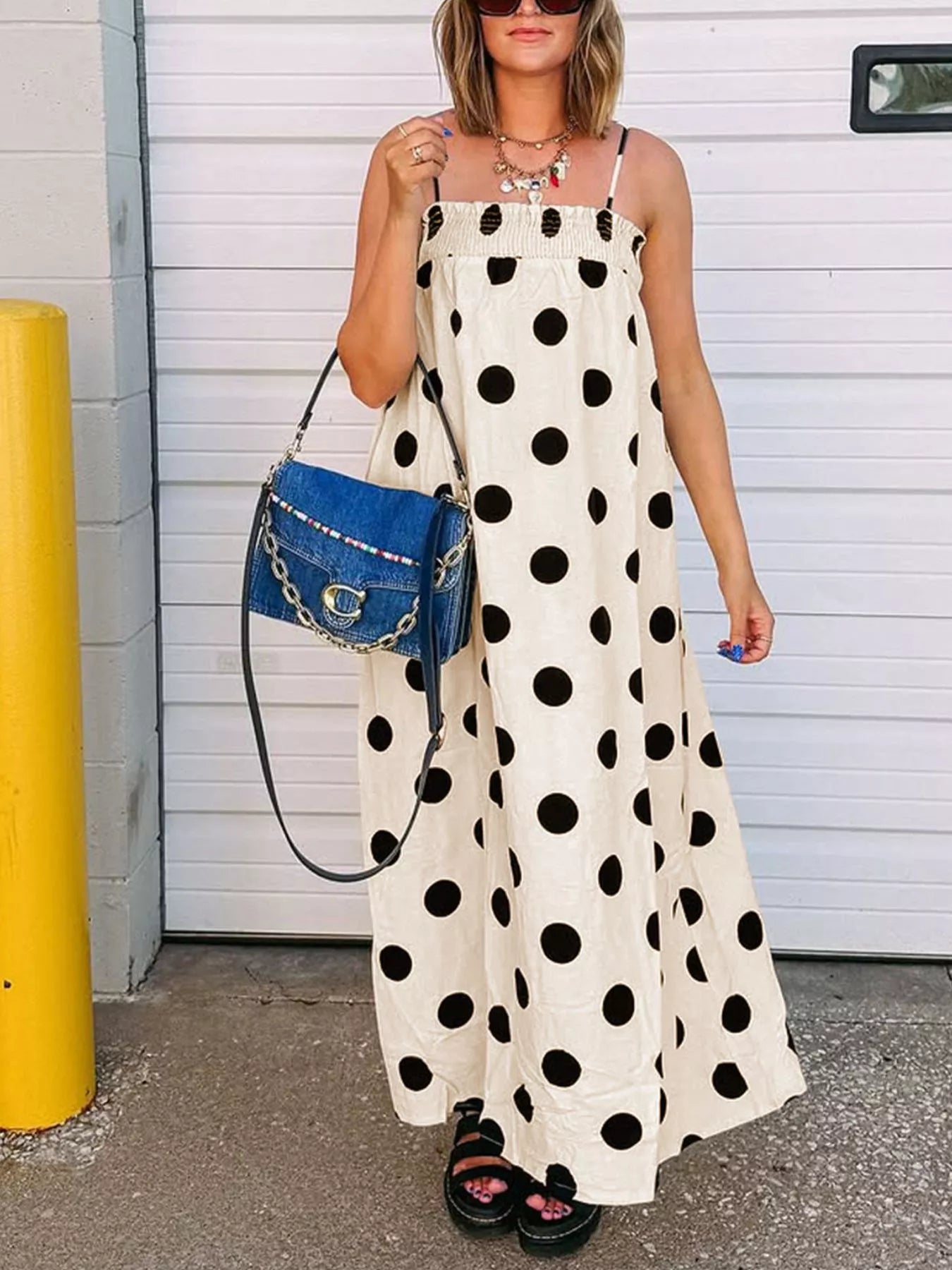 Polka Dot Spaghetti Strap Maxi Dress