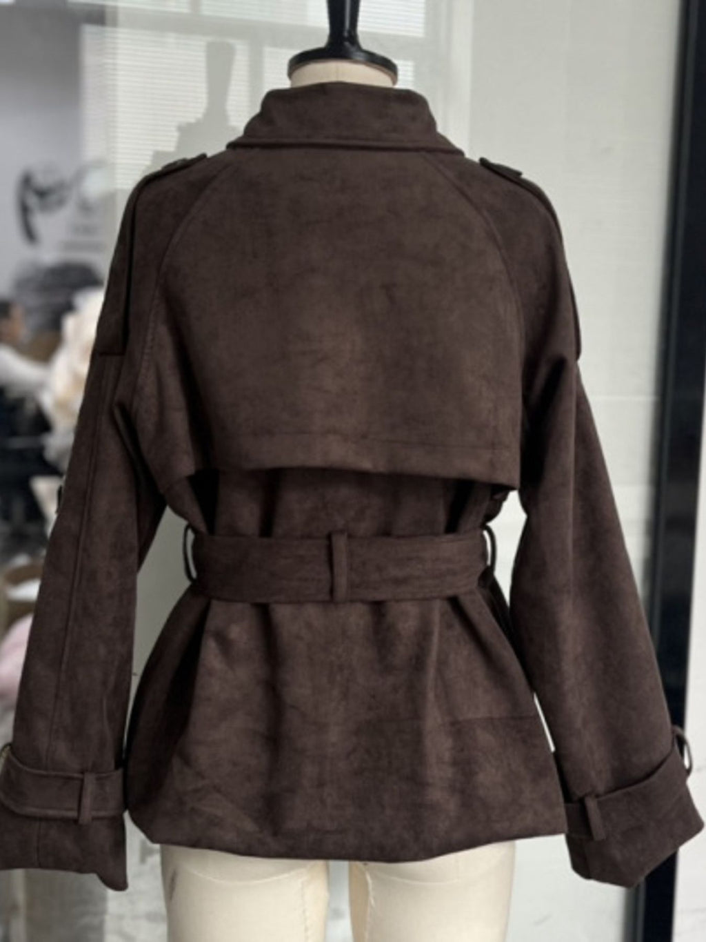 Lapel Collar Tie Waist Outerwear